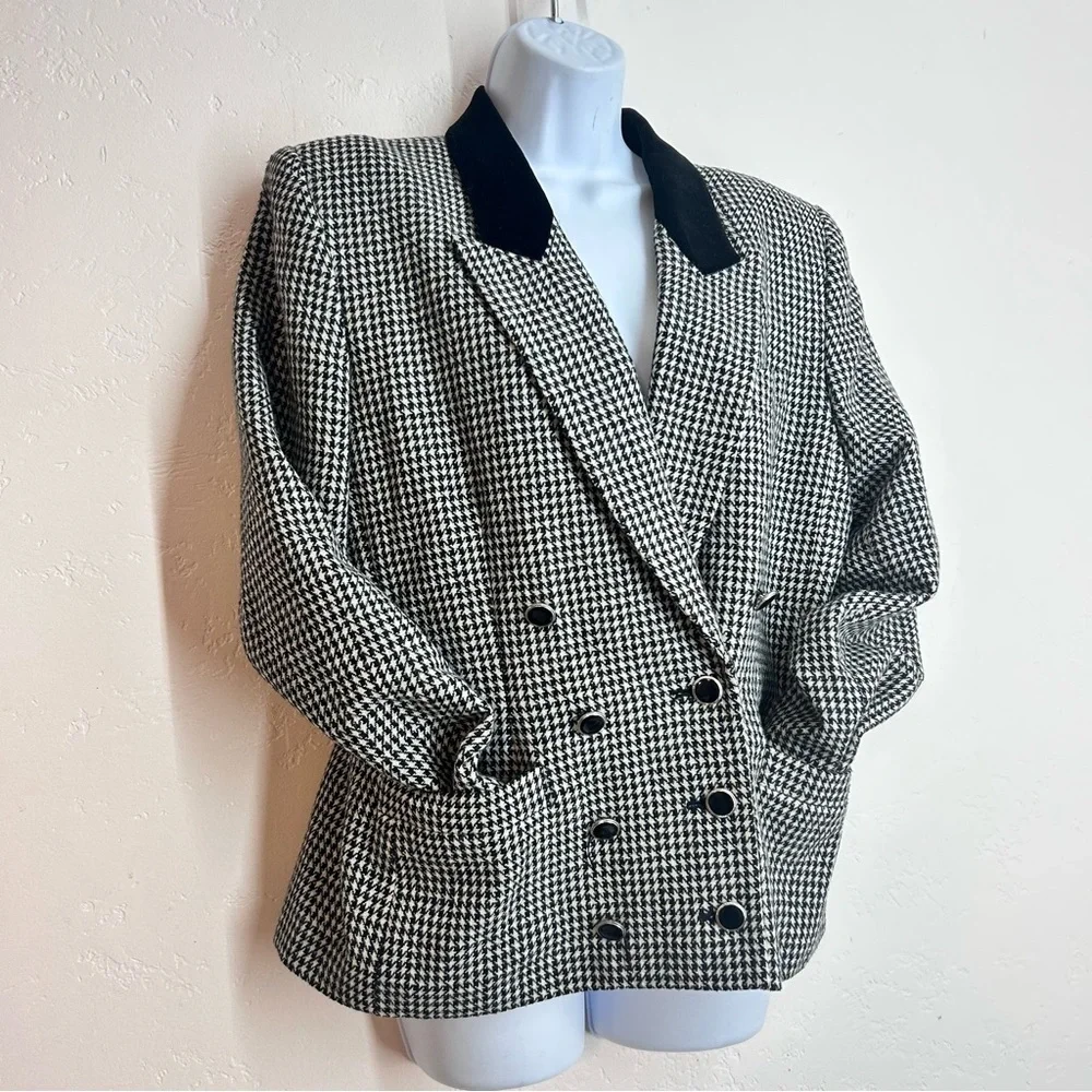 Lord & Taylor Vintage Houndstooth Blazer Sizr 12 P